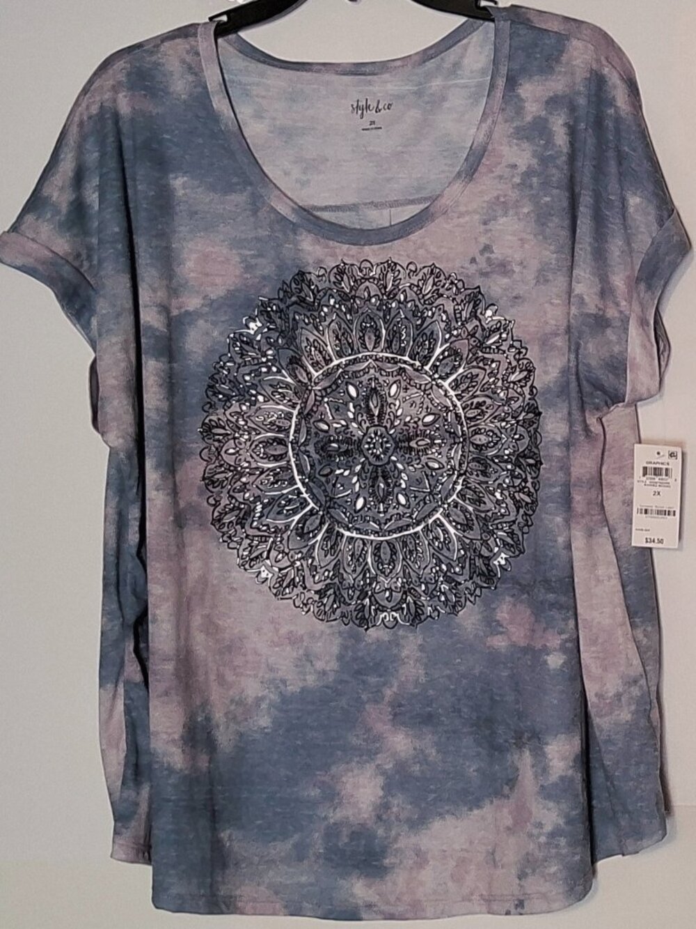 Women’s Style & Co. Graphics Washed Mosaic Short Sleeve T-Shirt